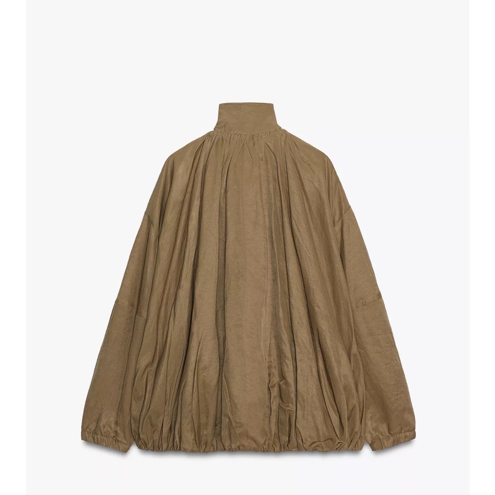 NWT Zara Women's Fluid Bomber Jacket With Adjustable Funnel Neck. Size M - Picture 5 of 15